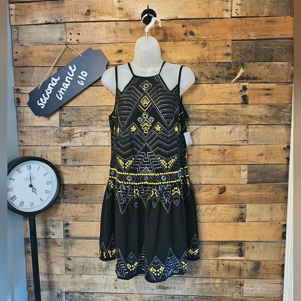 Free People NWT Women's Cocktail Black beaded mini dress Size Small